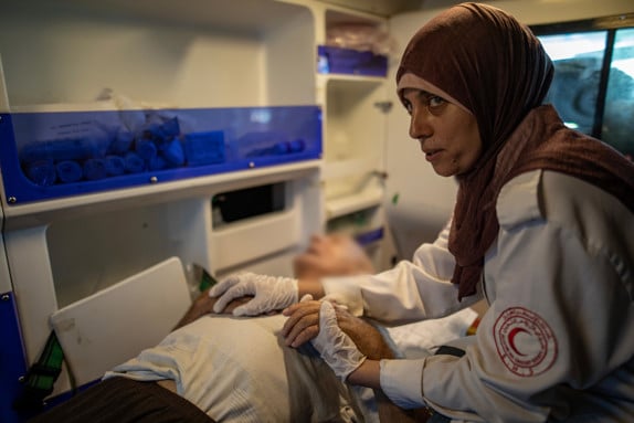 Maha al-Astal, en ambulanssjukvårdaren i Gaza.